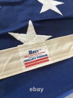 Valley Forge 100% Cotton Bunting USA American Flag with Wood Display Case