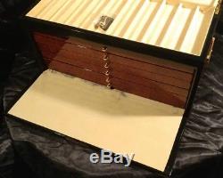 Venlo Triple Burlwood 100 Pen Trunk Display Storage Case Oak Maple Ash Wood