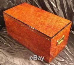 Venlo Triple Burlwood 100 Pen Trunk Display Storage Case Oak Maple Ash Wood