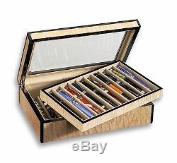 Venlo Twenty 20 Pen Holder Case Display Beveledglass Top Wood Blond New pc-20-bd