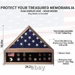 Veteran Burial Flag Display Case American Flag Solid Wood Rustic-Solid Wood