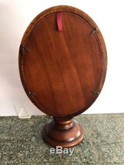 Victorian Oval Shadow Box Display Case Picture Frame Red Velvet Lined Wood Base