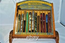 Vintage 12 pen Eberhard Faber ink pen display case -Selling the CASE ONLY