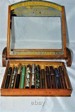 Vintage 12 pen Eberhard Faber ink pen display case -Selling the CASE ONLY