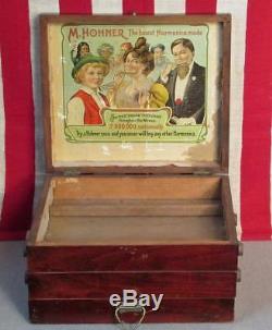 Vintage 1920s M. Hohner Harmonica Antique Wood Store Display Box Expanding Case