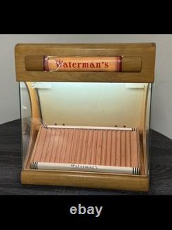 Vintage 1940s Waterman Ideal Fountain Pen Store Countertop Oak Wood Display Case