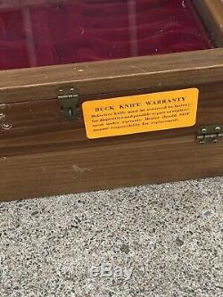 Vintage 1950s Buck Knife General Store Counter Display Case Sign Dovetail Wood