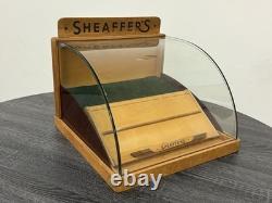 Vintage 1950s Sheaffers Fountain Pen Store Countertop Oak Wood Display Case