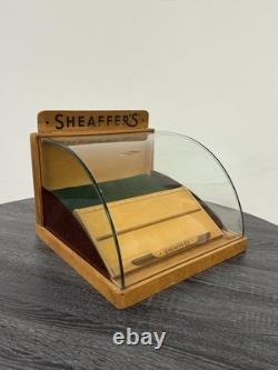 Vintage 1950s Sheaffers Fountain Pen Store Countertop Oak Wood Display Case