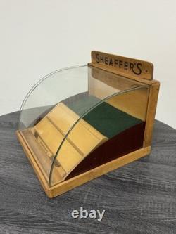 Vintage 1950s Sheaffers Fountain Pen Store Countertop Oak Wood Display Case