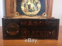 Vintage Antique Advertising Mason's Challenge Blacking Wood Display Box