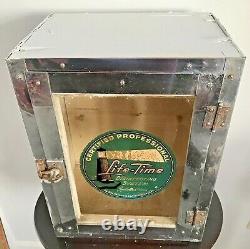 Vintage Antique Apothecary Barbershop Antiseptic Sterilizer Wood Glass Cabinet