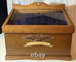 Vintage Antique Revere Pewter Jewelry Wood 7 Drawer Display Case Only Storage