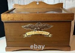Vintage Antique Revere Pewter Jewelry Wood 7 Drawer Display Case Only Storage