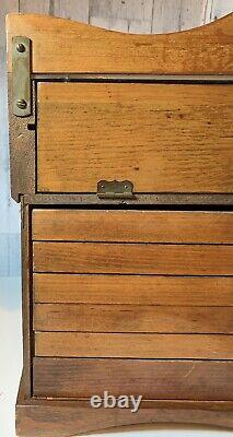 Vintage Antique Revere Pewter Jewelry Wood 7 Drawer Display Case Only Storage