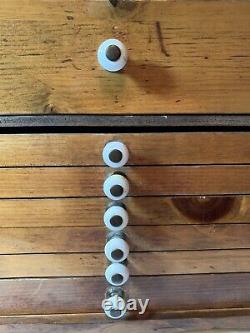 Vintage Antique Revere Pewter Jewelry Wood 7 Drawer Display Case Only Storage