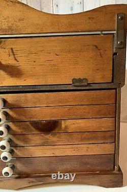 Vintage Antique Revere Pewter Jewelry Wood 7 Drawer Display Case Only Storage