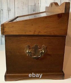 Vintage Antique Revere Pewter Jewelry Wood 7 Drawer Display Case Only Storage