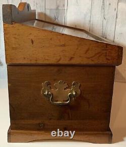 Vintage Antique Revere Pewter Jewelry Wood 7 Drawer Display Case Only Storage