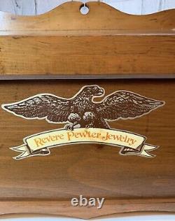 Vintage Antique Revere Pewter Jewelry Wood 7 Drawer Display Case Only Storage