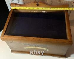 Vintage Antique Revere Pewter Jewelry Wood 7 Drawer Display Case Only Storage