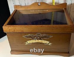 Vintage Antique Revere Pewter Jewelry Wood 7 Drawer Display Case Only Storage