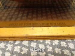 Vintage Antique Wood & Glass Old Store Display Case / Cabinet For Shoelaces Rare