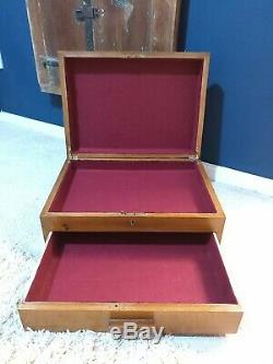 Vintage /Antique Wood Wooden Display Box Case With Further Pull Drawer Display