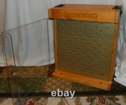 Vintage BROWNING LARGE Countertop REVOLVING KNIFE Display Wood Case WithLOCKS NICE