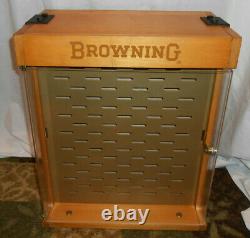 Vintage BROWNING LARGE Countertop REVOLVING KNIFE Display Wood Case WithLOCKS NICE