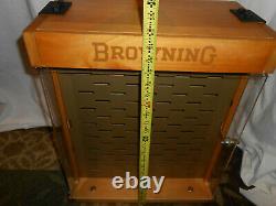 Vintage BROWNING LARGE Countertop REVOLVING KNIFE Display Wood Case WithLOCKS NICE