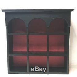 Vintage Black and Red Gothic Display Wood Wall Shelf Case Shadow Box 26x24x5.5