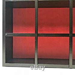 Vintage Black and Red Gothic Display Wood Wall Shelf Case Shadow Box 26x24x5.5