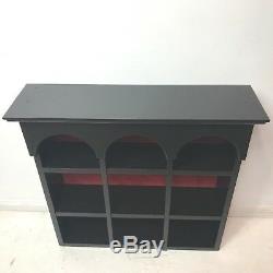 Vintage Black and Red Gothic Display Wood Wall Shelf Case Shadow Box 26x24x5.5