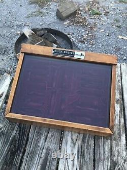 Vintage Buck Knife Display Case Famous For Holding An Edge Wooden Table Model