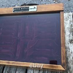 Vintage Buck Knife Display Case Famous For Holding An Edge Wooden Table Model