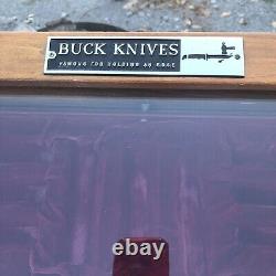 Vintage Buck Knife Display Case Famous For Holding An Edge Wooden Table Model