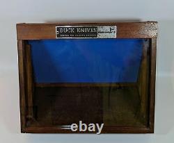 Vintage Buck Knife Wood Glass Tabletop Counter Advertising Display Case