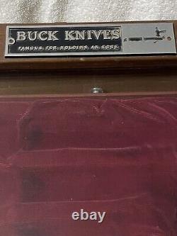 Vintage Buck Knives Dovetailed Wood Case Advertising Salesman Store Display