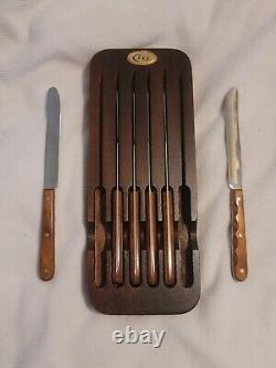 Vintage CASE XX Stainless Steel 6 PC STEAK KNIFE SET with Wood Display Case CAP254