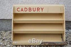 Vintage Cadbury's Chocolate Bar Counter Wood Display Case Advertising Sign RARE