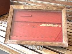 Vintage Camillus Pocket Knife Glass & Wood Counter Store Display Case! No Key