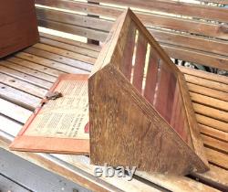 Vintage Camillus Pocket Knife Glass & Wood Counter Store Display Case! No Key