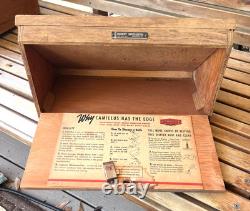 Vintage Camillus Pocket Knife Glass & Wood Counter Store Display Case! No Key