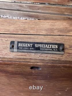 Vintage Camillus Pocket Knife Glass & Wood Counter Store Display Case! No Key