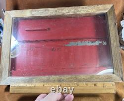 Vintage Camillus Pocket Knife Glass & Wood Counter Store Display Case! No Key
