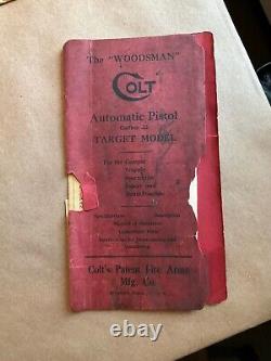 Vintage Colt Woodsman Wood Display Case With Grips And Manuals