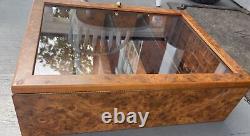 Vintage Cristom Ltd 21 Smoking Pipe Burl Wood Display Cabinet Made In Italy