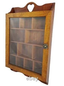 Vintage Curio Cabinet Display Case Knick Knack Shelf Mahogany Country Primitive