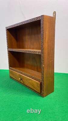 Vintage Curio Wood Miniatures Trinket Display Case Wall Mounted tow Shelves